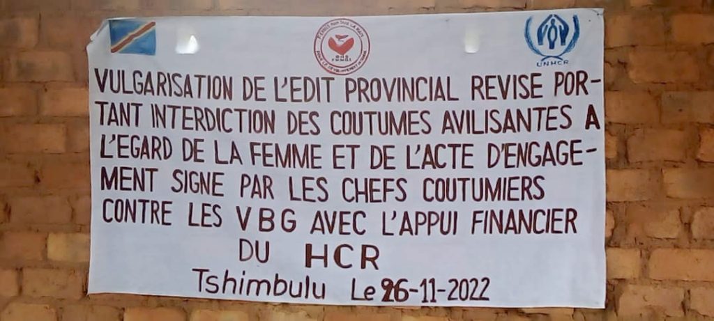 16 jours d&rsquo;activismes : Les Antennes de Dibaya et Luiza sur terrain pour vulgariser les textes légaux portant élimination de la violence faite à la femme au Kasaï Central.